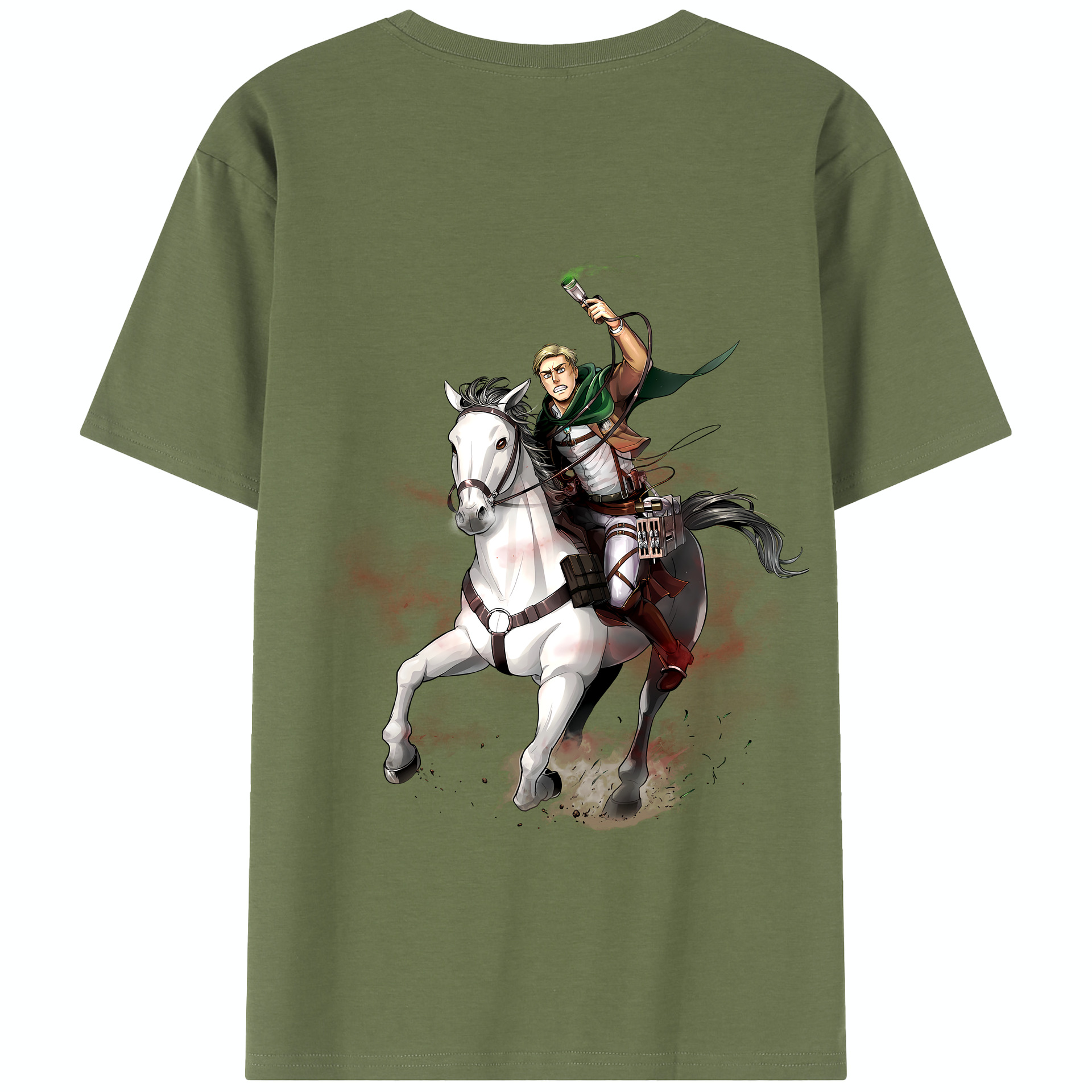 （画像用） 進撃の巨人 エルヴィン・スミス Attack on Titan Erwin Smith 綿100％半袖Tシャツ（背面プリント）